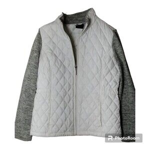WeatherProof White and Grey and White Lightweight Puffer Athletic Jacket Size M
